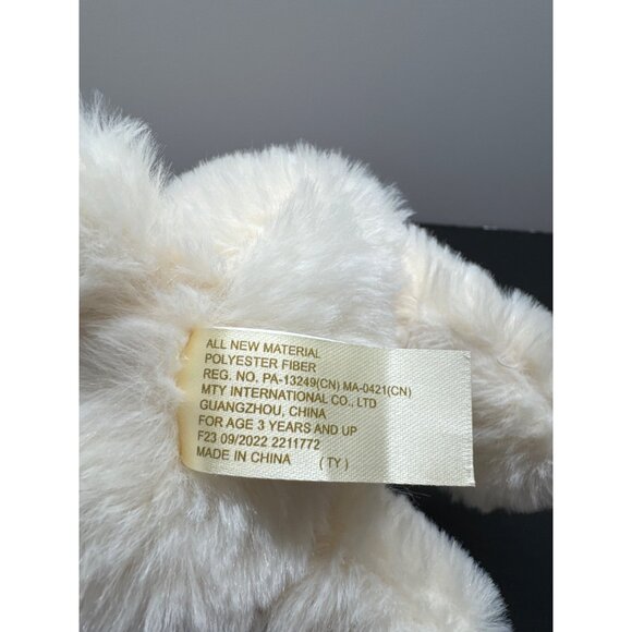 Plush White Bunny Stuffed Animal With Pink Ears & Bow Soft Toy 12" MTY Internati - Picture 7 of 8